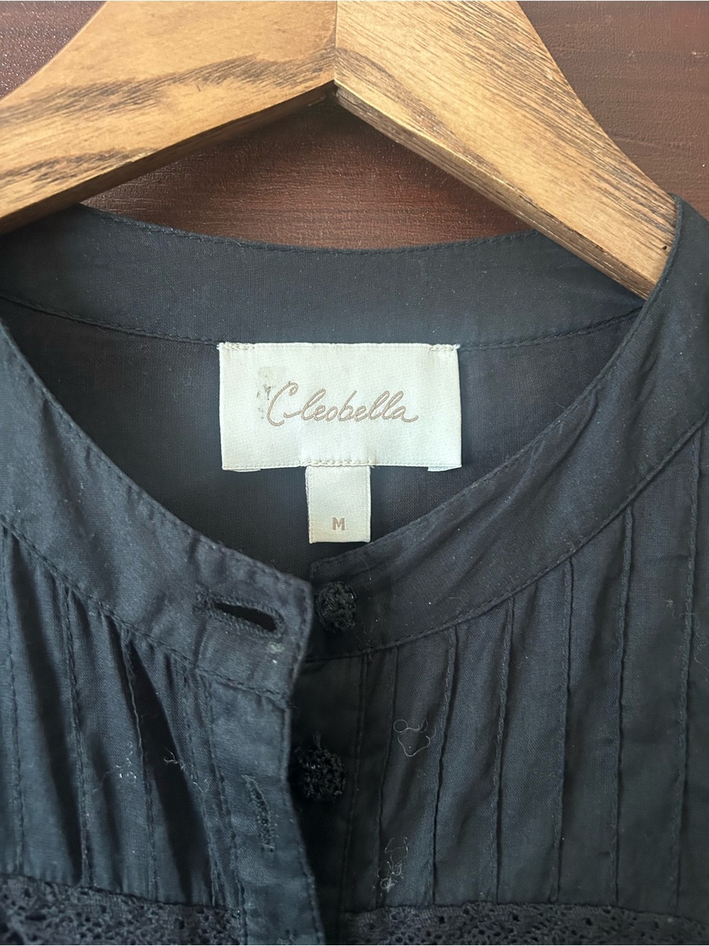 Cleobella Abby Mini Dress Black Size Medium Organic Cotton Ruffle Boho Western - Picture 10 of 14